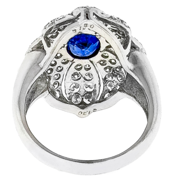 1.30ct Sapphire 1.00ct Diamond Gold Floral Ring