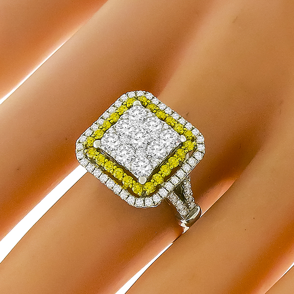 1.80ct White And Fancy Yellow Diamond Gold Ring 