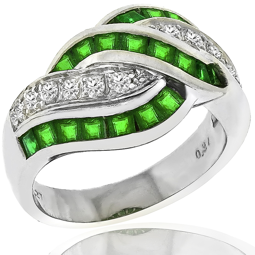 1.27ct Emerald 0.34ct Diamond Platinum Ring