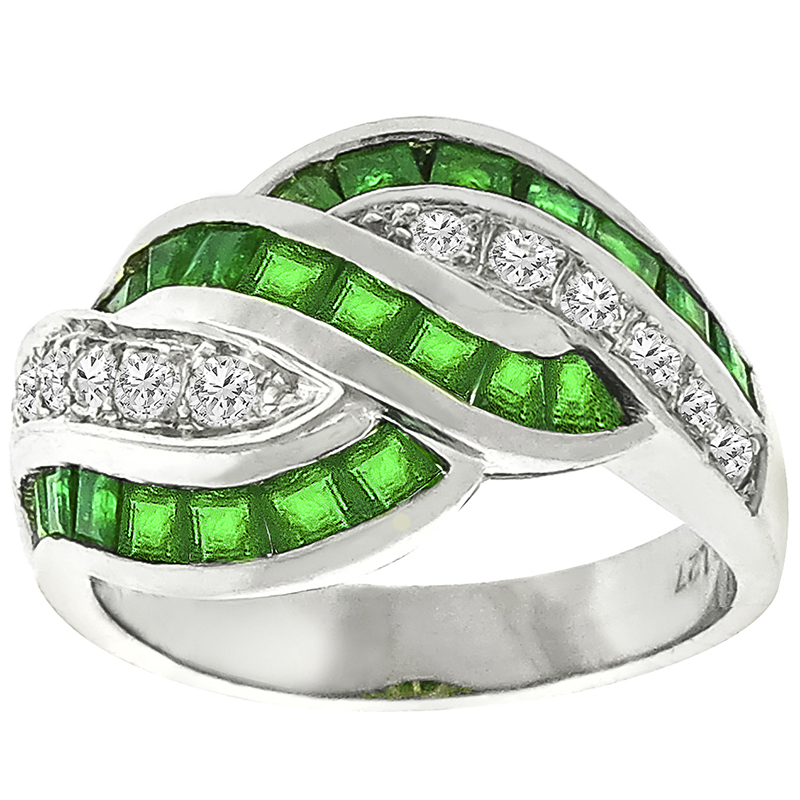 1.27ct Emerald 0.34ct Diamond Platinum Ring
