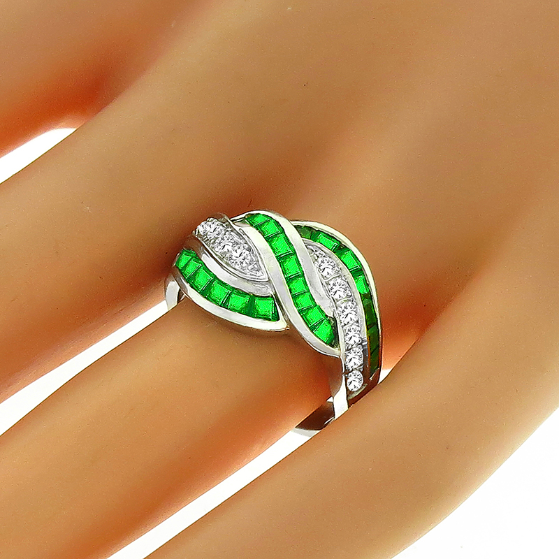 1.27ct Emerald 0.34ct Diamond Platinum Ring