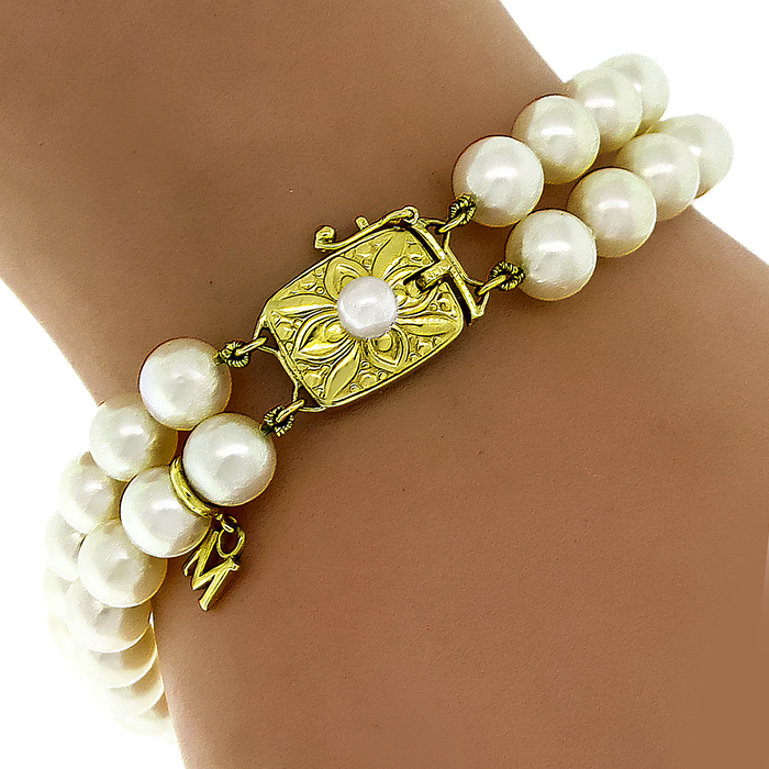 Mikimoto Pearl Gold Clasp Bracelet