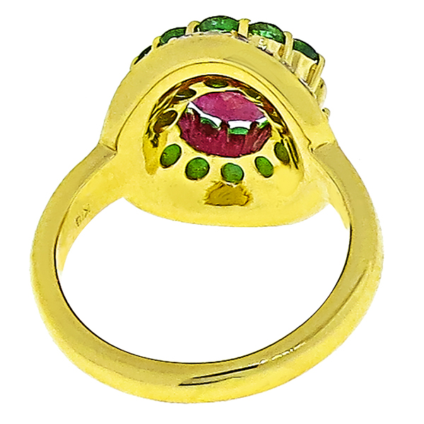 1.48ct Ruby 0.62ct Emerald 0.37ct Diamond Gold Ring