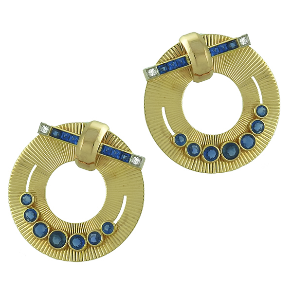 sapphire diamond 14k yellow gold clips 1