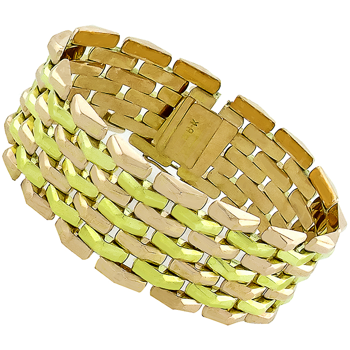 Retro Two Tone Gold Geometric Bracelet