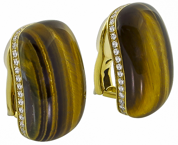 roberto coin tiger eye 1.50ct diamond earrings photo 1