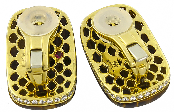 roberto coin tiger eye 1.50ct diamond earrings photo 1
