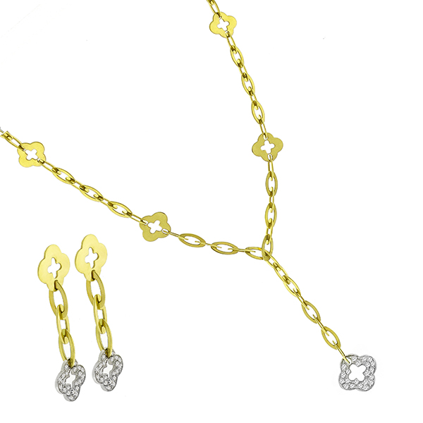 Roberto Coin 1.25ct Diamond 2 Tone Gold Necklace & Earrings Set