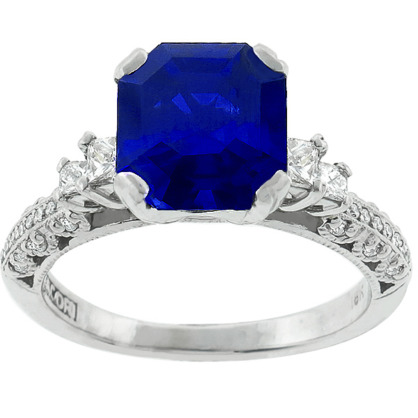 sapphire diamond 18k white gold engagement ring 1