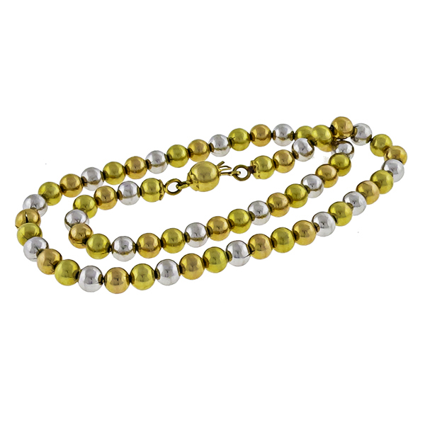 Estate Three Tone Gold Beads Necklace  | Israel Rose