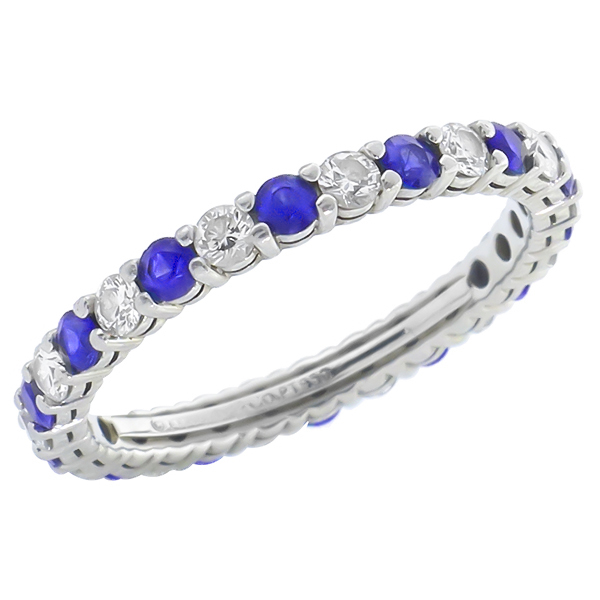 platinum sapphire diamond eternity wedding band 1