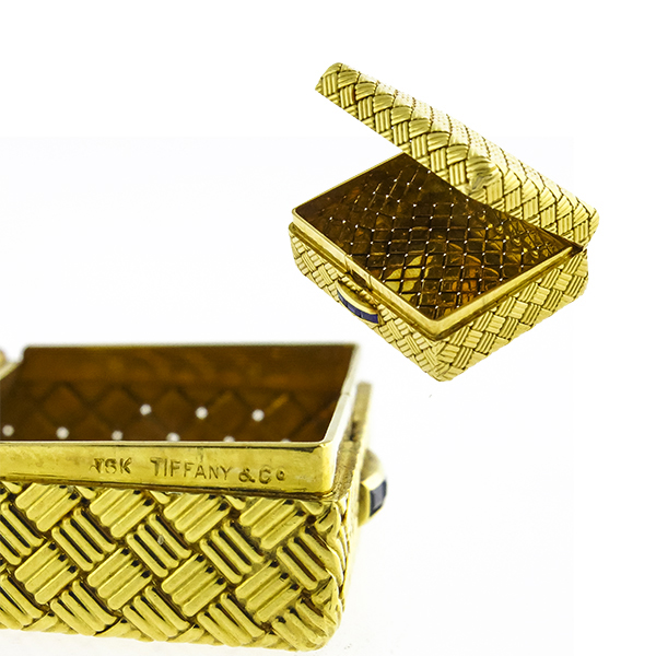Tiffany Sapphire Gold Pill Box