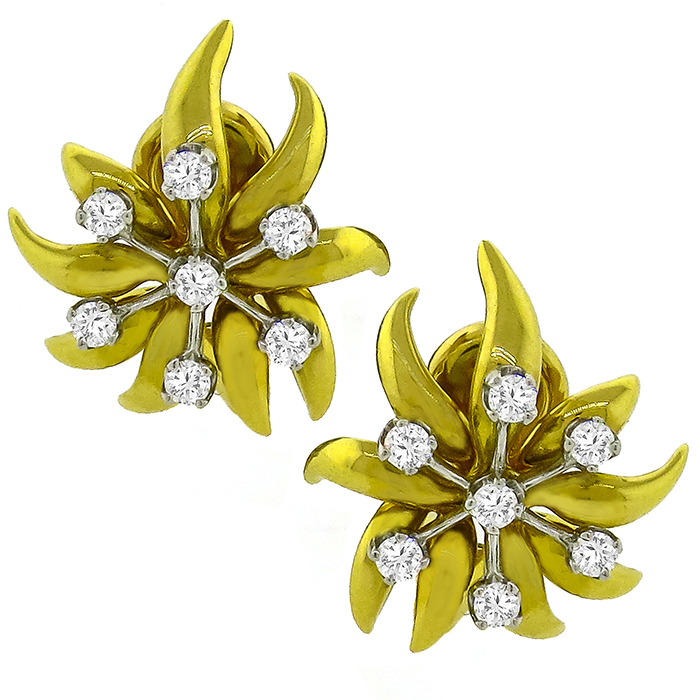 Tiffany Schlumberger 0.70ct Diamond Floral Earrings 