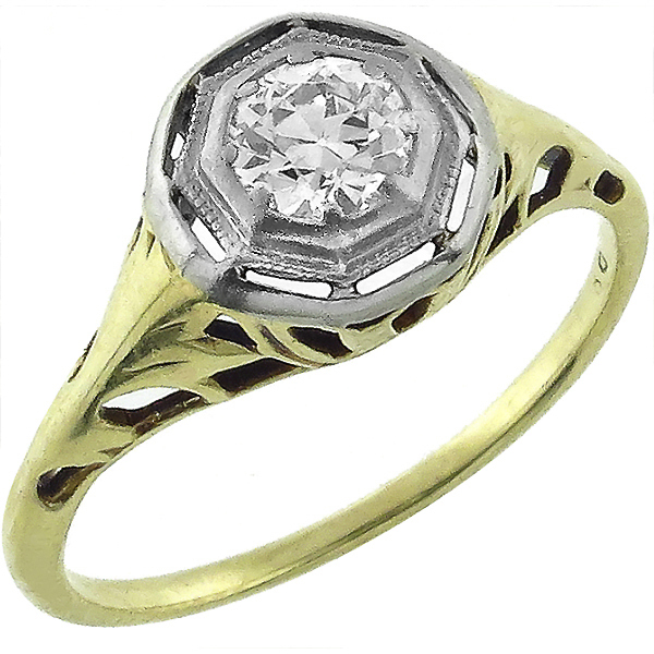  14k yellow and white  gold diamond engagement ring  1