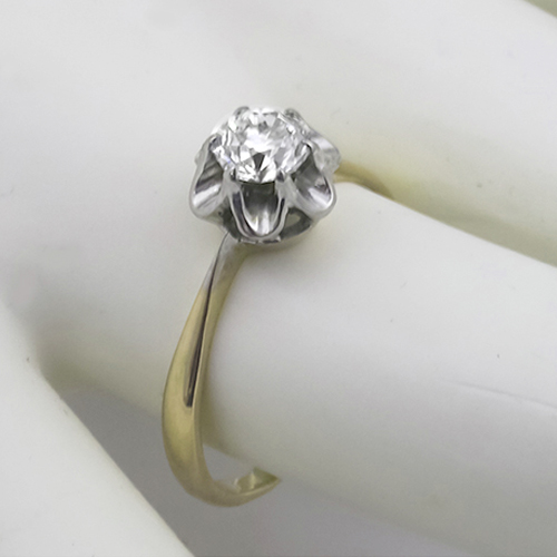 14k yellow gold & silver  engagement ring  pic 1