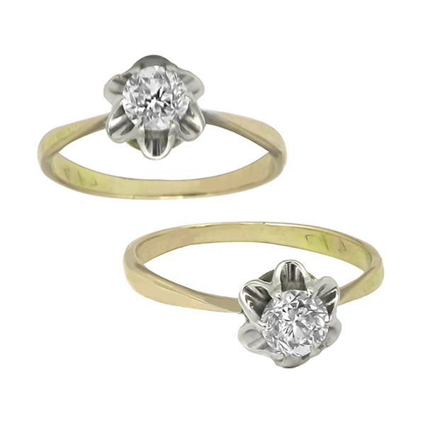 14k yellow gold & silver  engagement ring  pic 1