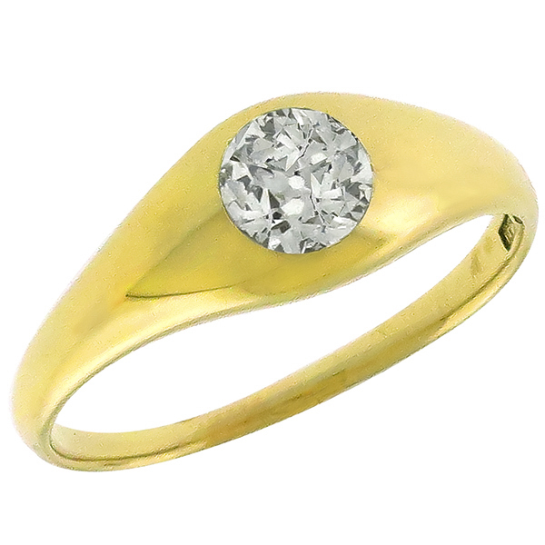 Victorian 0.75ct Old Mine Cut Diamond 14k Yellow Gold  Ring 