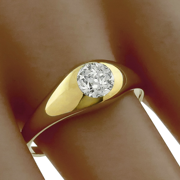 Victorian 0.75ct Old Mine Cut Diamond 14k Yellow Gold  Ring 