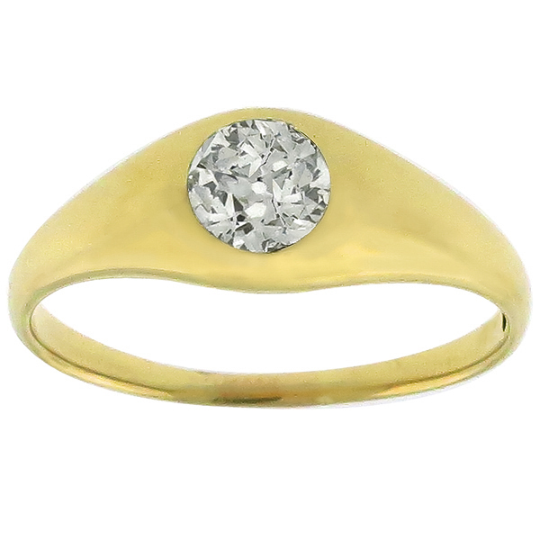 Victorian 0.75ct Old Mine Cut Diamond 14k Yellow Gold  Ring 