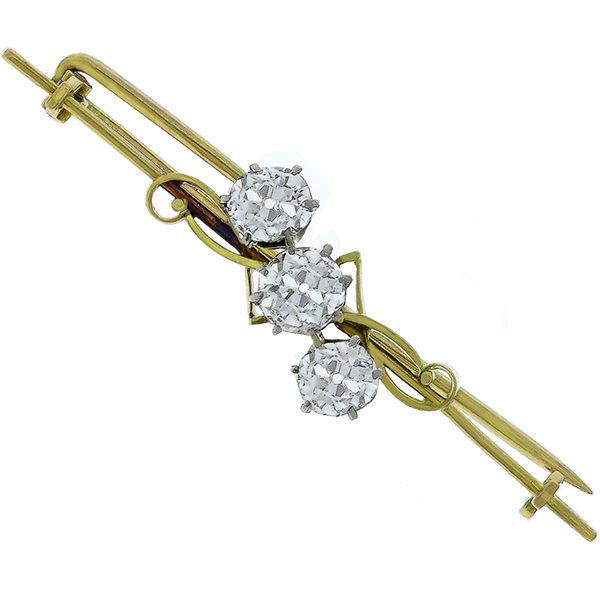 Antique Diamond Gold Bar Pin