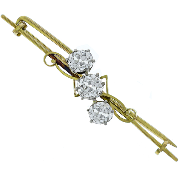 Victorian 1 75ct Old Mine Cushion Cut Diamond 14k Yellow Gold