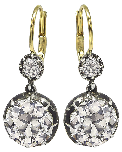 Victorian 6.74ct Diamond Earrings