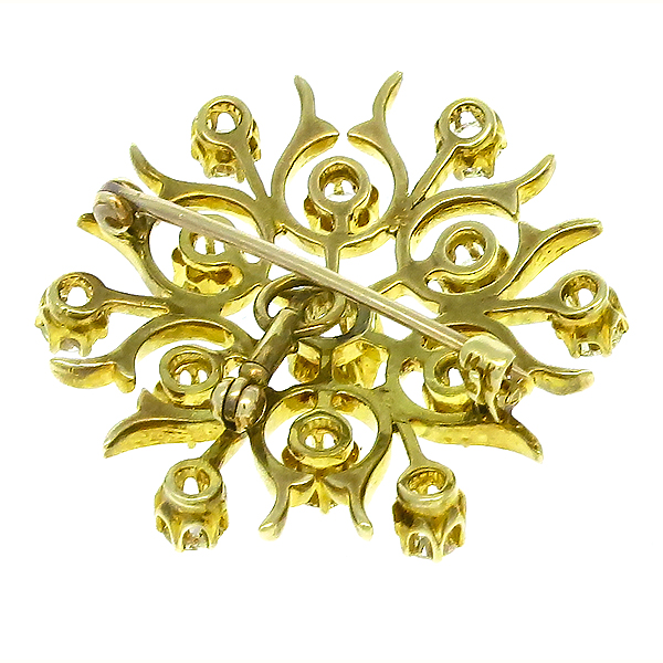 Diamond Gold Star Burst Pin/ Pendant