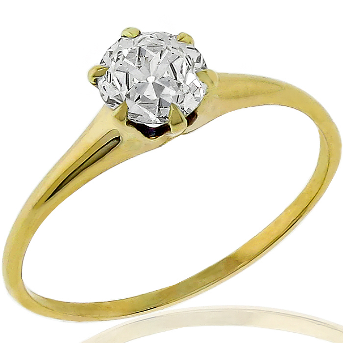 Victorian GIA 0.68ct Diamond Gold Ring