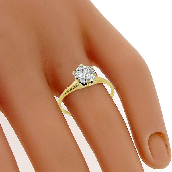 Victorian GIA 0.68ct Diamond Gold Ring