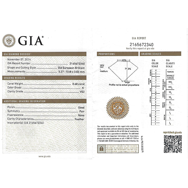 Victorian GIA 0.68ct Diamond Gold Ring
