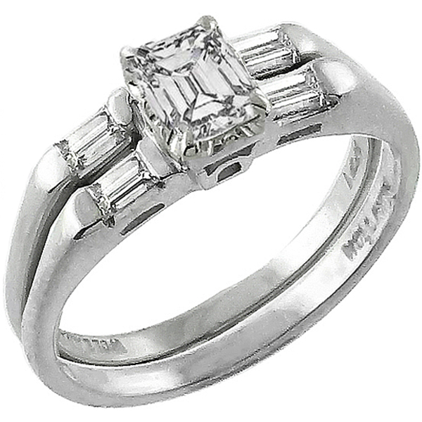  14k white gold diamond engagement ring and wedding band set 1