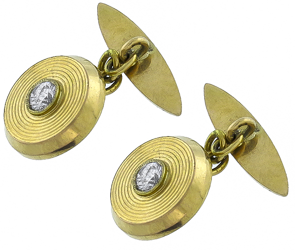 vintage 0.50ct diamond gold cufflinks photo 1