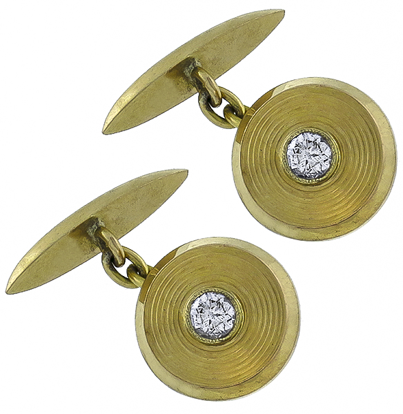 vintage 0.50ct diamond gold cufflinks photo 1