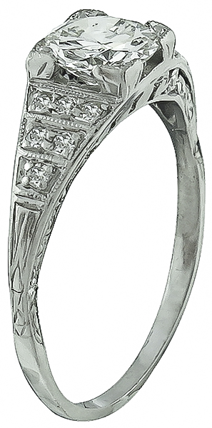 Vintage 0.75ct Diamond Platinum Engagement Ring Photo 2
