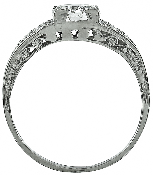 Vintage 0.75ct Diamond Platinum Engagement Ring Photo 2