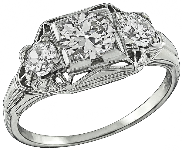 Vintage 0.76ct Diamond Engagement Ring Photo 1