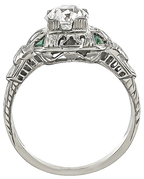 art deco diamond emerald engagement ring 3
