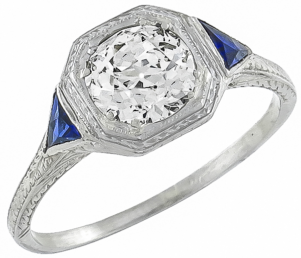 vintage 0.98ct diamond engagement ring photo 1