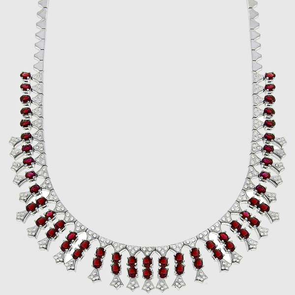 Burmese Ruby Diamond Gold Necklace
