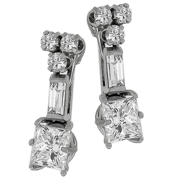 Vintage  Diamond Drop Earrings