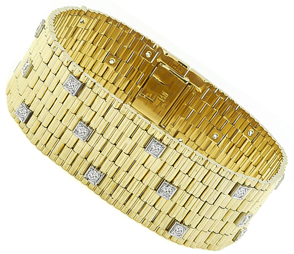 Vintage 1.75ct Diamond Gold Bracelet Photo 1