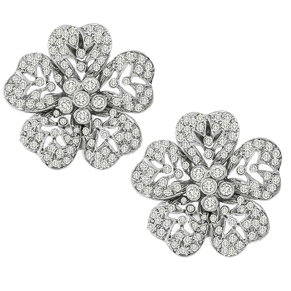 Estate 4.25ct Diamond Floral Earrings