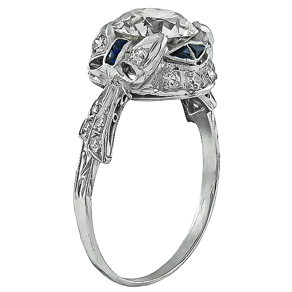 Vintage 2.12ct Diamond Sapphire Engagement Ring Photo 1