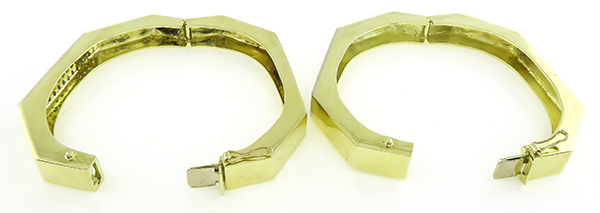 2.25cttw Diamond Gold Suite of Two Bangle