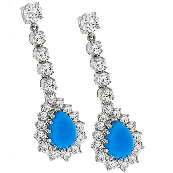 Diamond Turquoise Drop Earrings