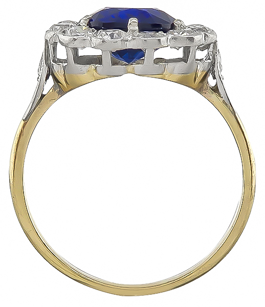 Vintage 2.80ct Sapphire 1.00ct Diamond Engagement Ring