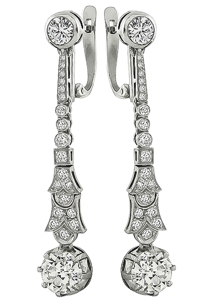 Vintage 3.20ct Diamond Earrings Photo 1