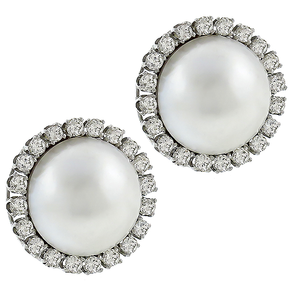 mabe pearl 14k white gold earrings 1