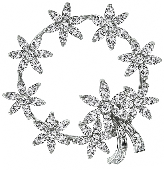 Vintage 3.50ct Diamond Floral Pin / Pendant Photo 1