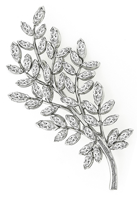 Vintage 3.50ct Diamond Foliage Pin